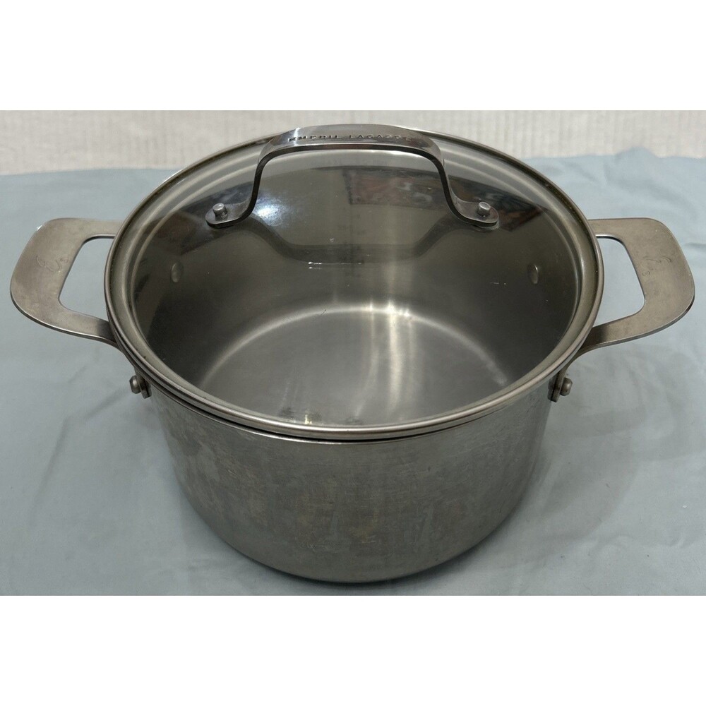 Emeril Lagasse 5 Qt 4.7 L Stock Pot Dutch Oven Stainless Steel with Clear Lid